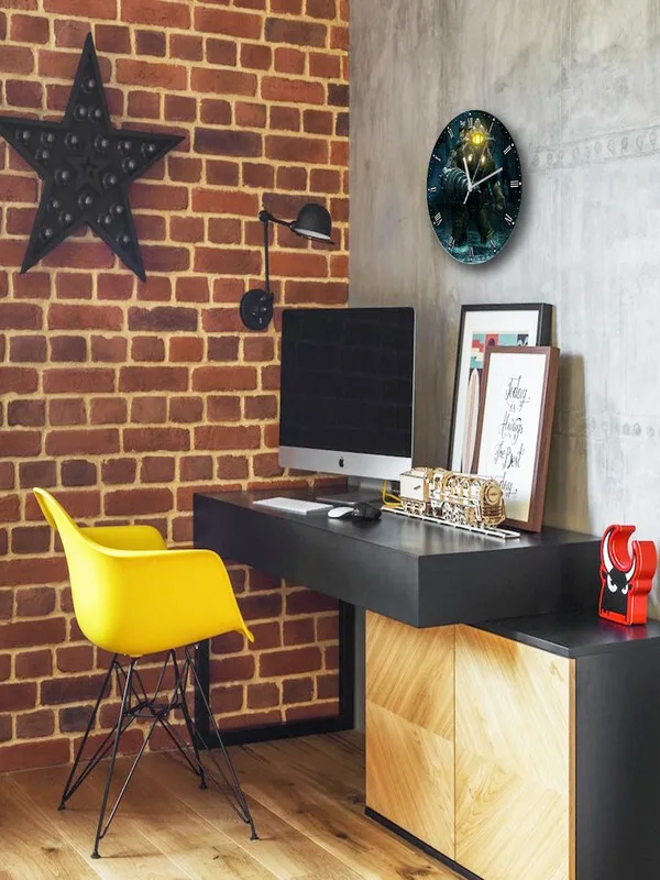 Настенные декоративные часы УФ с ярким рисунком игры Bioshock 2 (биошок элеонора