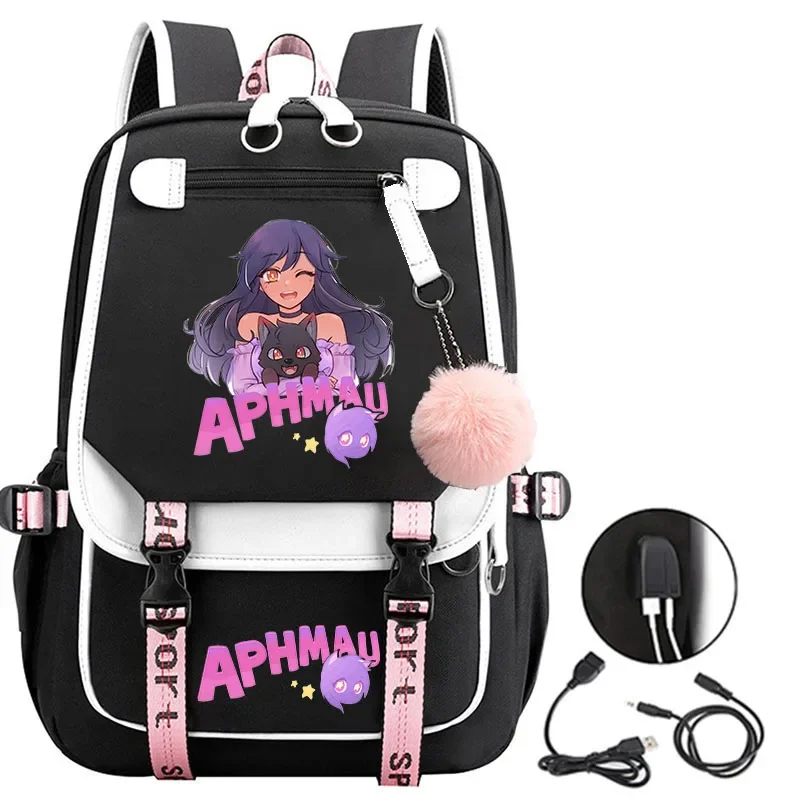 Рюкзаки с принтом Aphmau модные школьные сумки зарядкой через USB для