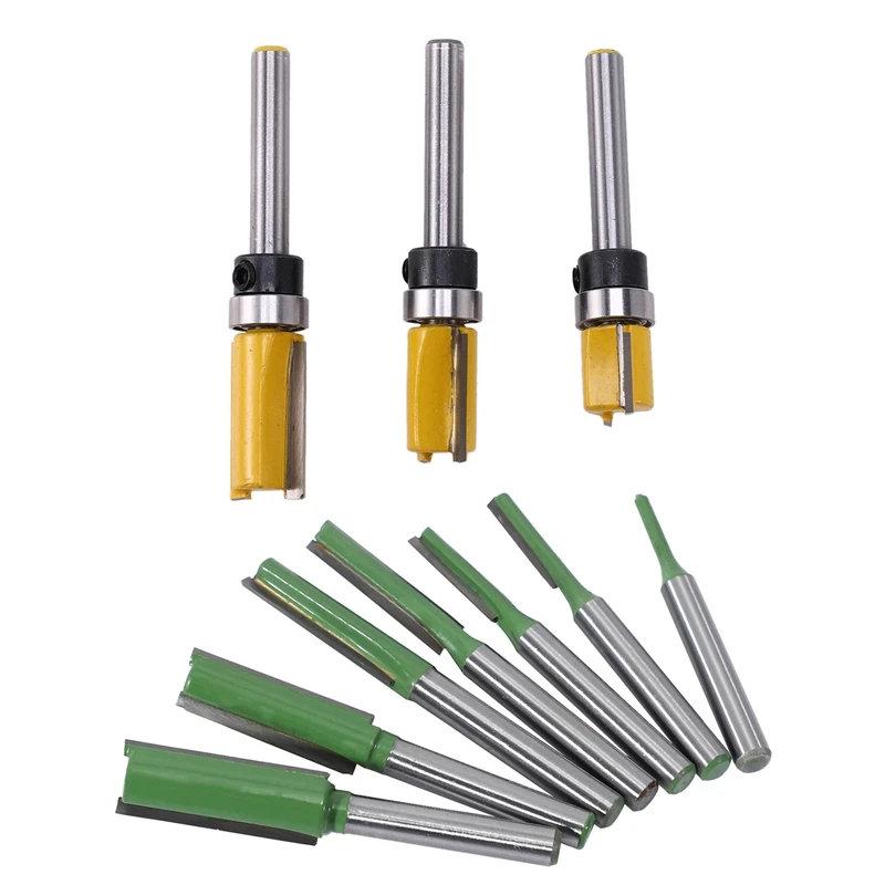 

7Pcs 6mm Shank Single Double Flute Straight Bit Milling Cutter ​& 3 Pcs 1/4 Inch Flush Trim Router Bit Pattern Bit