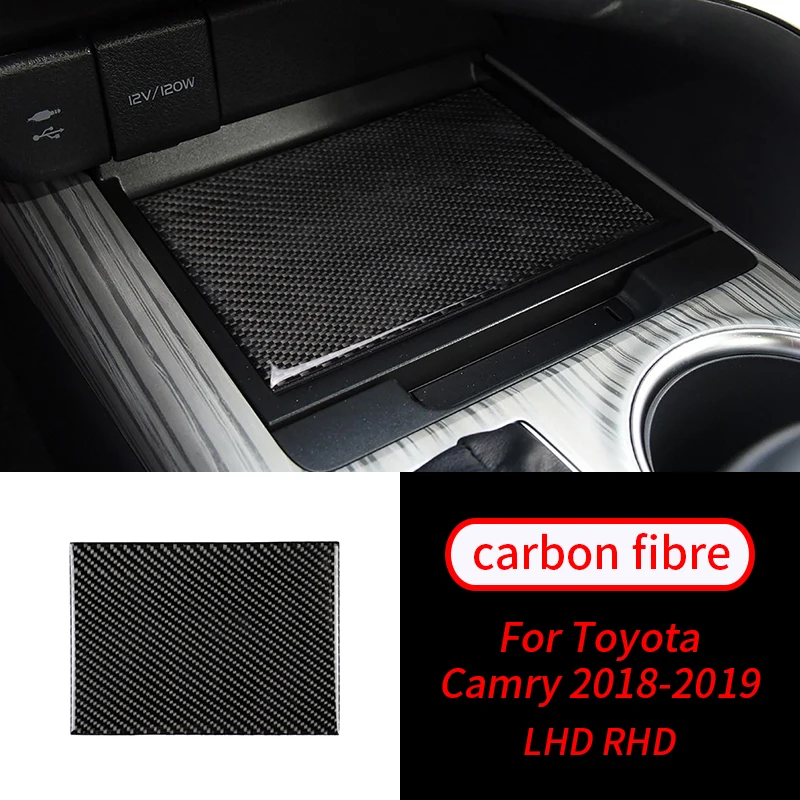 

For Toyota Camry 18-19 1Pcs Real Carbon Fiber Center Storage Box Panel Trim Cover Car Interior Accessories Car Interior Supplies