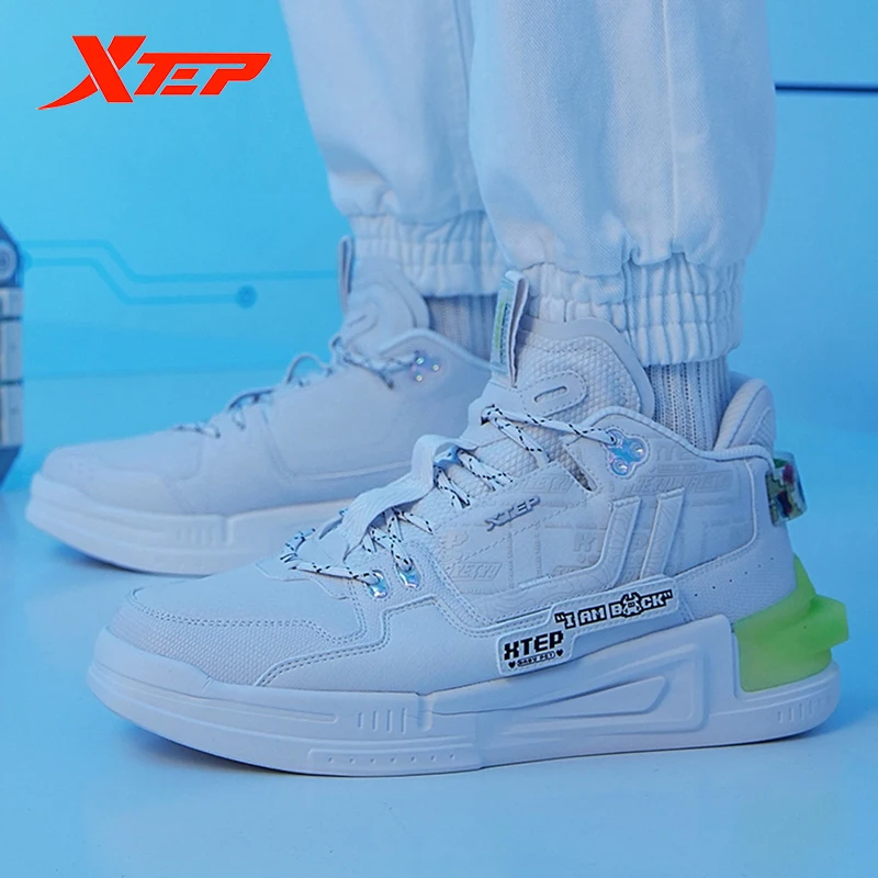 Xtep [Ni Zhan]  Male Sneakers Fashion High Top Men's Skateboarding Shoes Outdoors Casual Walking Sports Shoes 878319310004