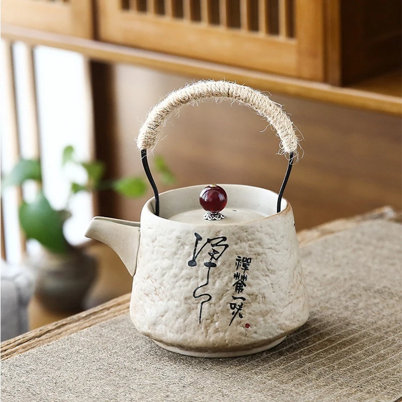 

Retro Japanese Kungfu Teapot Ceramic Tea Set Coarse Ceramic Beam Teapot Single Pot Convenient Teapot