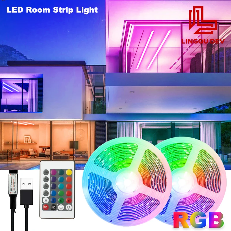 led strip light 20m 15m 10m 1 5m for room decor color rgb 5050 led tape 5v led for tv backlight and house party neon lighting free global shipping