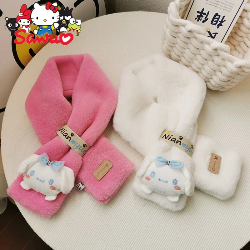 

Sanrio Kuromi Melody Cinnamoroll Pochacco Kids Scarf Autumn/Winter Warm Thick Cute Cartoon Webbing Series Baby Neck Plush Scarf