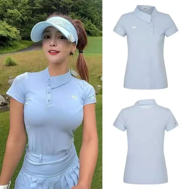 

Summer Golf women short-sleeved T-shirt slim-fit quick drying breathable sports polo shirt blue shirt fashion everything