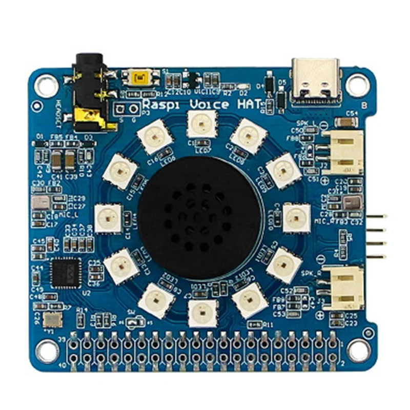

For Raspberry Pi Voice HAT WM8960 Amplifier With RGB LED Dual Microphone AI Speaker For Raspberry Pi 4 Model B/3B+/3B