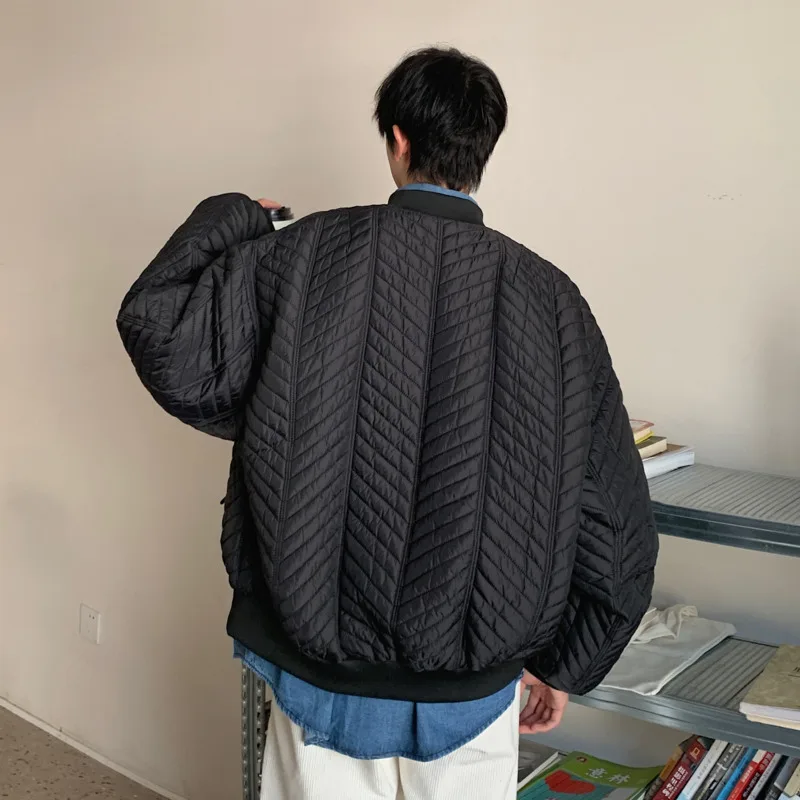 Winter Jacket Men Warm Fashion Casual Black Beige Thickened Bomber Jacket Men Korean Loose Thick Short Coat Mens Parker M-2XL