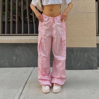 casual cargo pants loose sweat pockets streetwear jogging high waist solid baggy trousers pant 2022 women y2k fall clothes