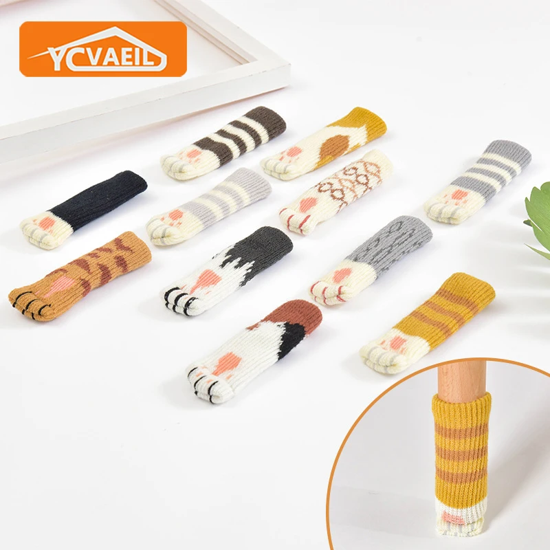 Foot Cover Protective Cat Claw Knitted Socks Wear-resistant Non-slip Furniture Table Leg Pad Floor Protection Mat