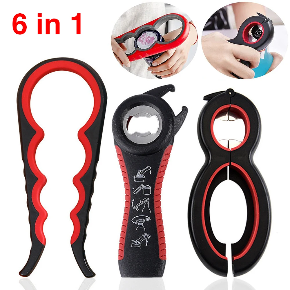 

6 in 1 Multi Function Twist Bottle Opener All in 1 Labor-Saving Screw Can Opener Cap Opener For Kitchen Gadgets Tool Accessories