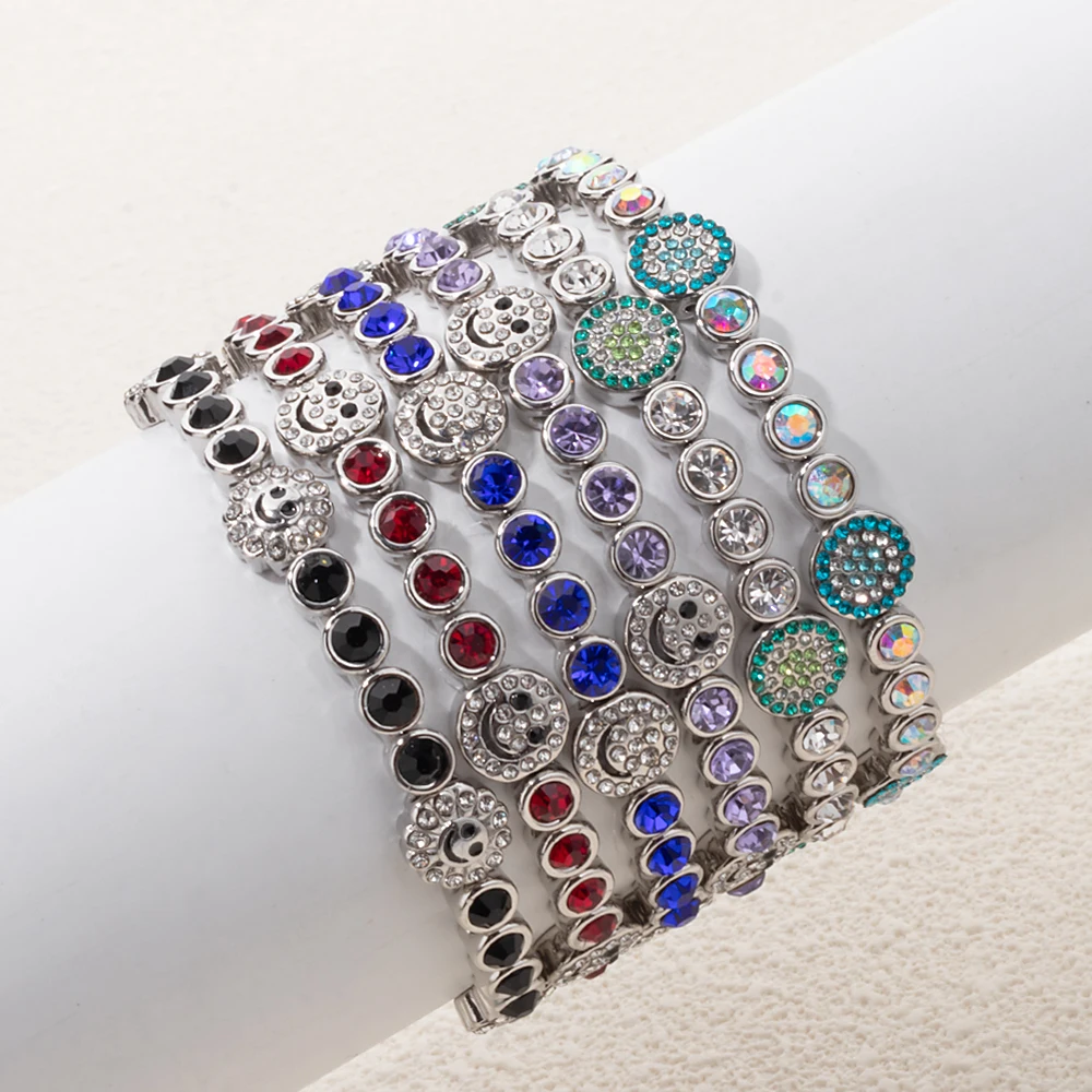 Счастливый Серебряный браслет для женщин инкрустированный бриллиантами