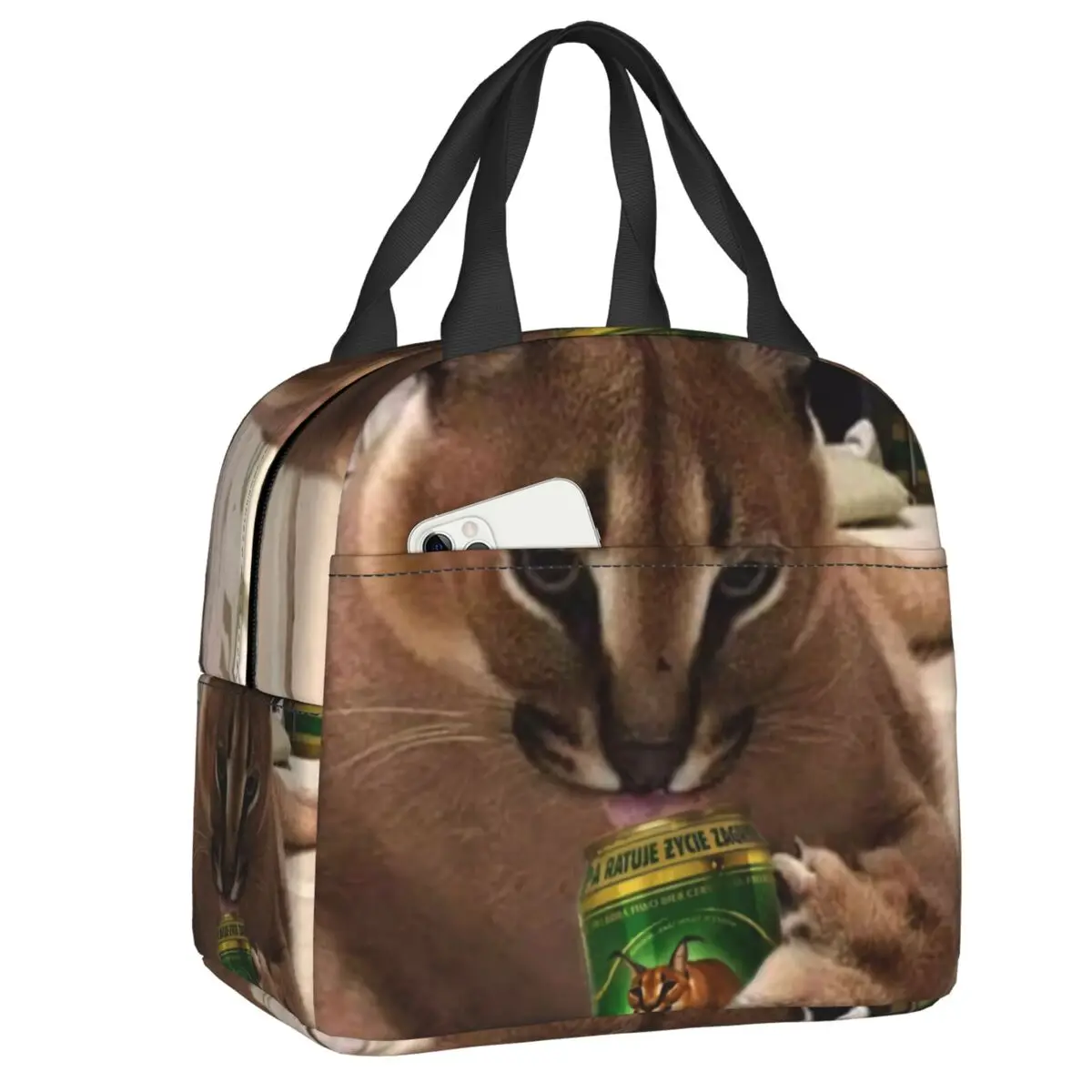 

Floppa Insulated Lunch Tote Bag for Women Animal Cat Resuable Cooler Thermal Food Lunch Box School Thermal Box lunchbag