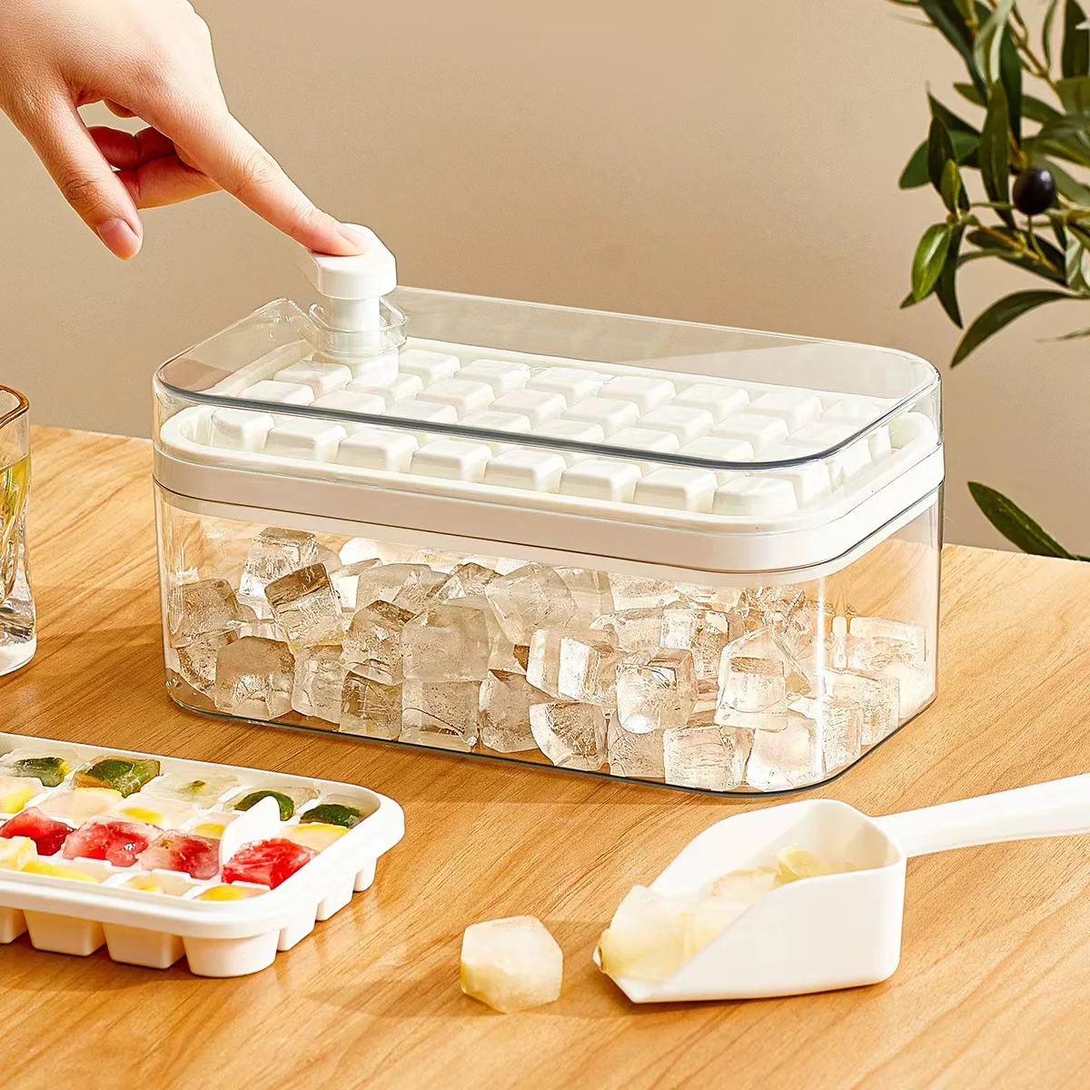 Ice Cube Tray Pressed ice cube moulds with Lid Silicone Mold Ice Mould Box Home refrigerator storage for Bar Gadget Accessories