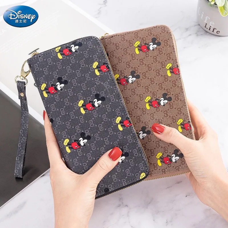 

Disney Anime Ladies Long Clutch New Fashion Mickey Large Capacity Zipper Ladies Card Holder Mobile Phone Bag Children's Wallet