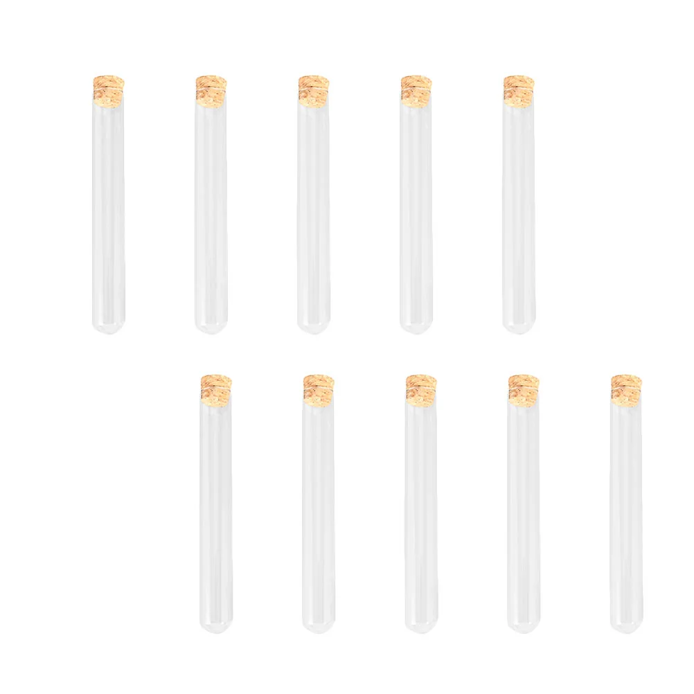 

10Pcs Transparent Test Tube with Wood Cork Sample Bottles Laboratory Consumables Tubes