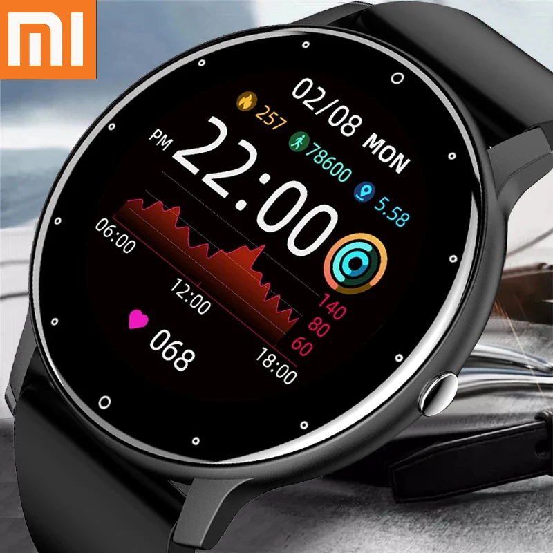 

Смарт-часы XIAOMI мужские водонепроницаемые, спортивные фитнес-часы с сенсорным экраном, Bluetooth, для Android и Ios, с коробкой