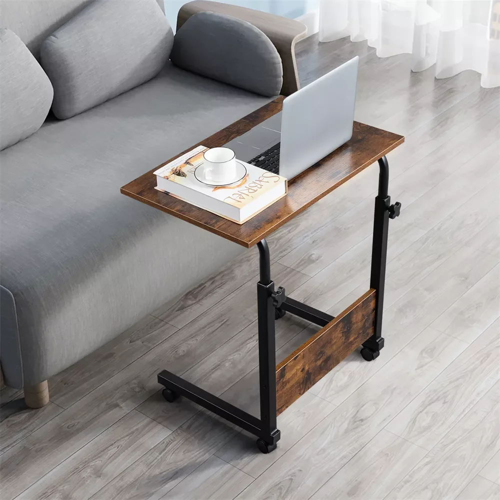 

Small Couch Side Table with Baffle ,Rolling & Height adjustable End Table Convenient Snack Table for Living Room, Laptop