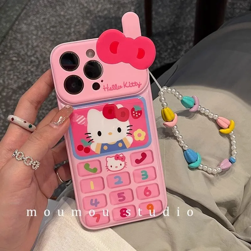 

Kawaii Sanrio Anime Hello Kitty TPU Phone Case Cute Cartoon Telephone Pink All-inclusiveI Lovely Customized Sweet Gift for Girls