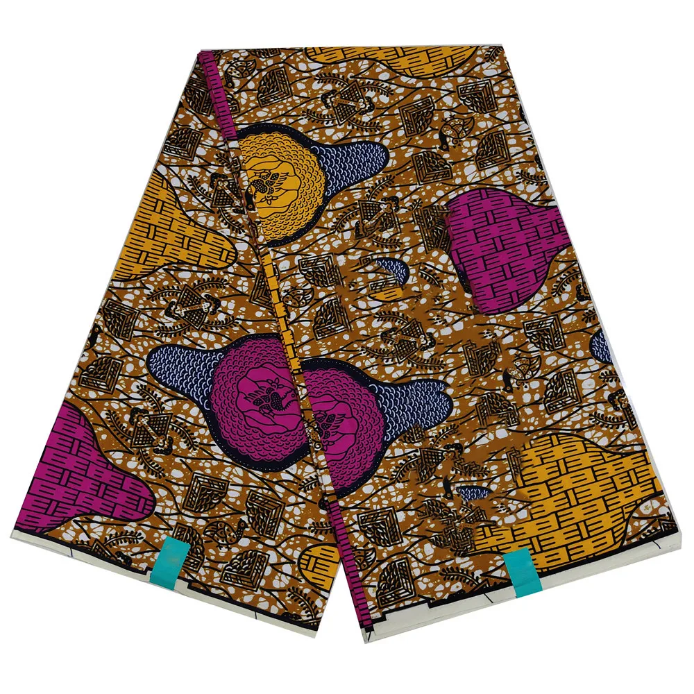 

2022 New African Wax 100% Real Cotton African Ankara Prints Batik Fabric Good Quality DIY Materials For Sewing Clothes 6 Yards