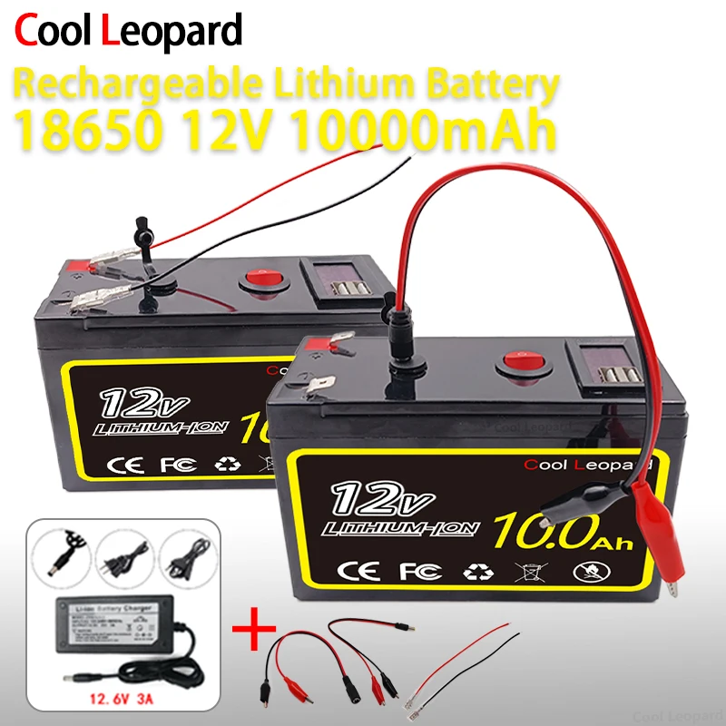 

12V 10Ah 18650 li-ion Battery Pack 10000mAh 12.6V For Sprayer Device Backup Power Ups Surveillance Camera With 20A Balanced BMS