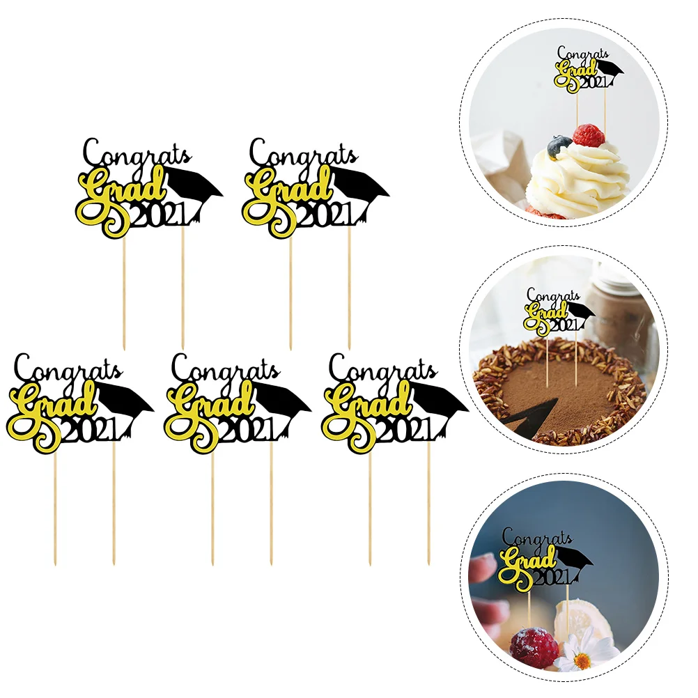 

Congrats Grad 2021 Cupcake Topper Cake Picks Graduation Party 5Pcs