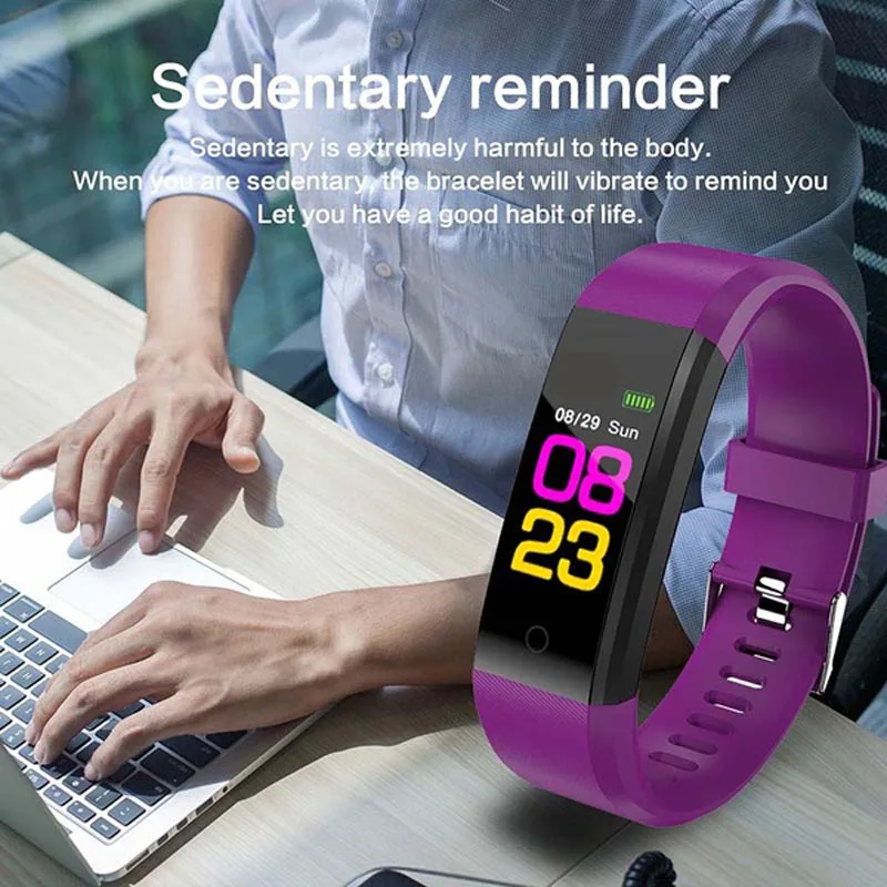 115 Plus Smart Watch Heart Rate Monitor Smart Wristband Fitness Tracker Bracelet IP65 Waterproof Wristwatch men women images - 6