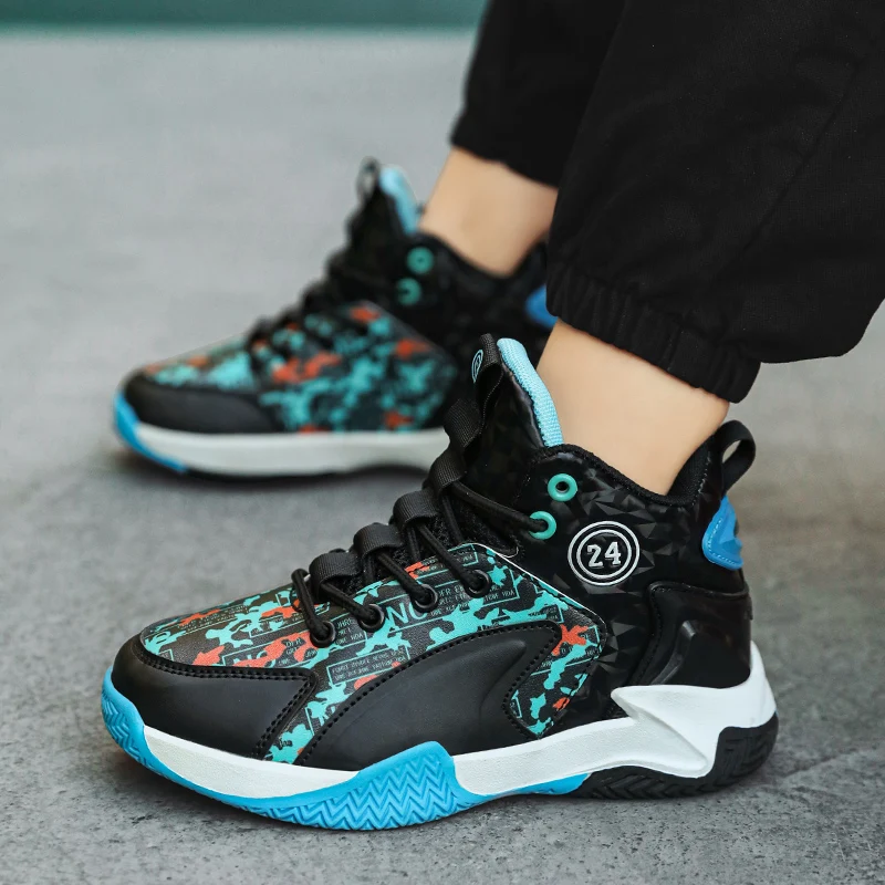 2023 Children Sports Shoes Boys Sneakers Leather Kids Basketball Shoes Anti-slip Outdoor Girls Walking Shoes Boys Running Shoes