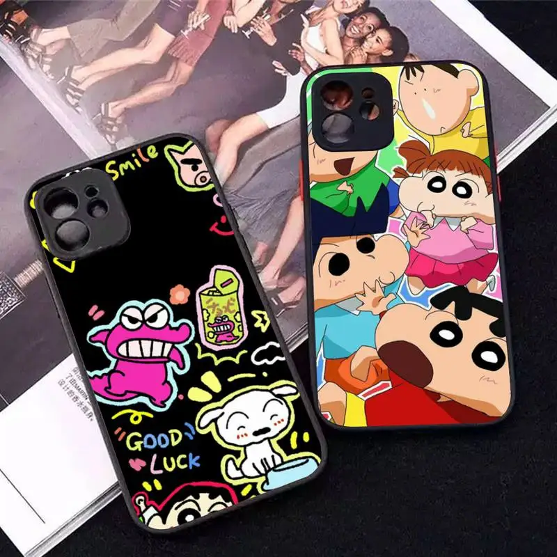 

C-Crayon S-Shin-C-Chans Phone Case for iPhone 14 11 12 13 Mini Pro Max 8 7 Plus X XR XS MAX Translucent Matte Cover