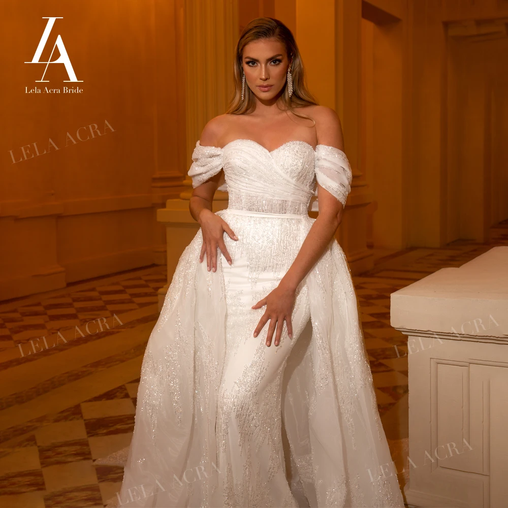 LelaAcra свадебное платье с открытыми плечами 2025 г. милое принцессы-русалки 2 в 1 SM146