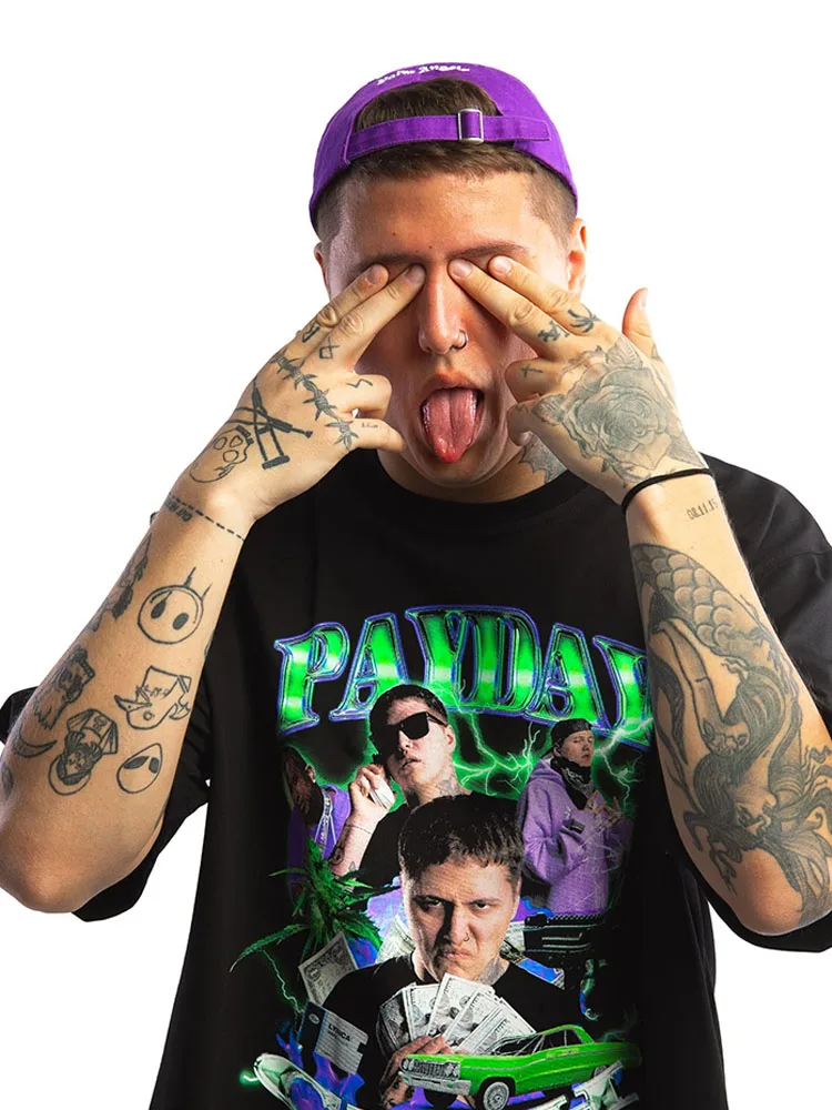 Футболка мужская хлопковая оверсайз в стиле хип-хоп