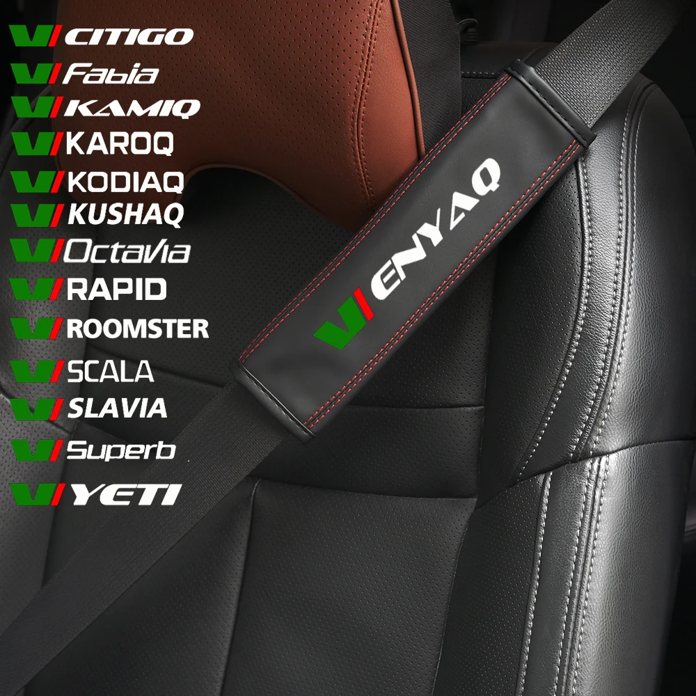 

1 pcs Car Seat Belt Cover Protect shoulders Strap Pad for Skoda Octavia Rapid Fabia Scala Kodiaq Kamiq Citigo Roomster Yeti