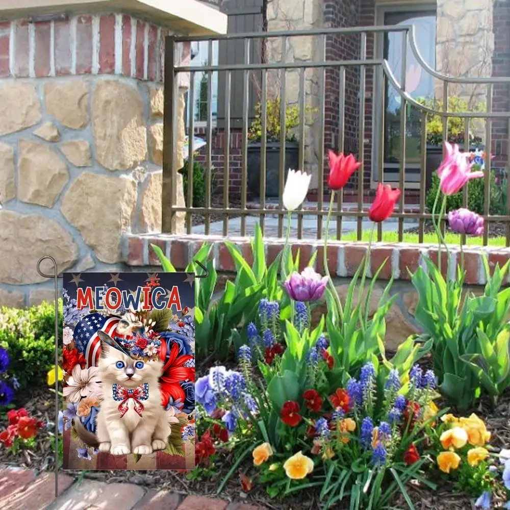 Патриотический Садовый флаг кошки 4 июля для наружного использования 12x18 дюймов