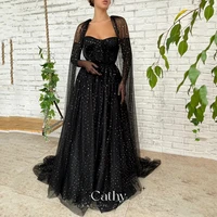 cathy princess a line star party dress with black tippet and gloves maxi evening dress a line pleated tulle prom dress