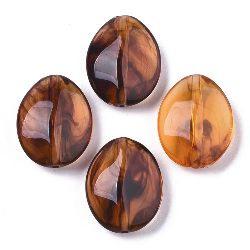 

20pc Transparent Acrylic Beads TwoTone Oval Saddle Brown 23x18x8.5mm Hole: 1.8mm