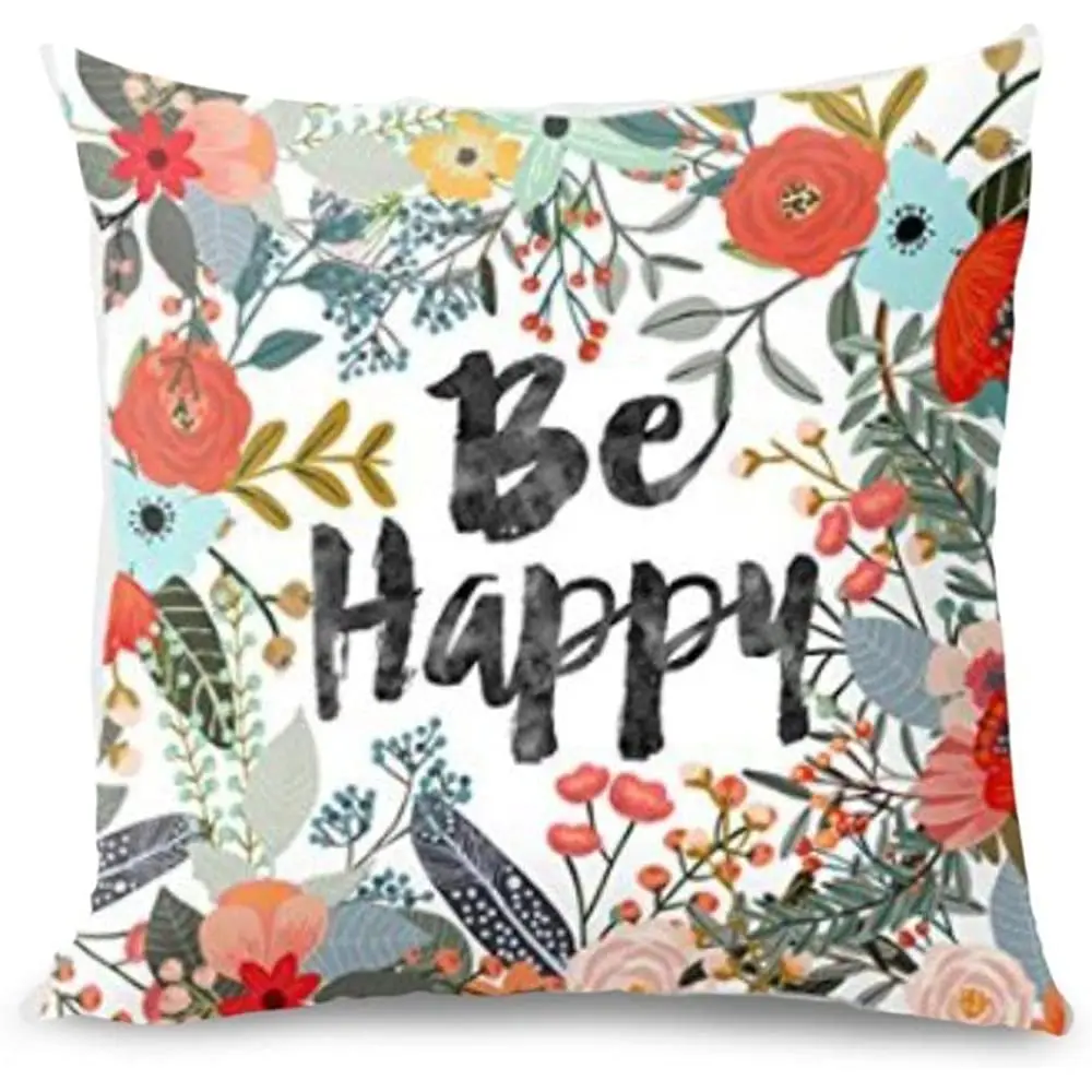 

Jushye Lovers Pillow Case,Valentine's Day Be Happy Surrounded with Flowers and Plants Personalized Sofa Pillow Cover