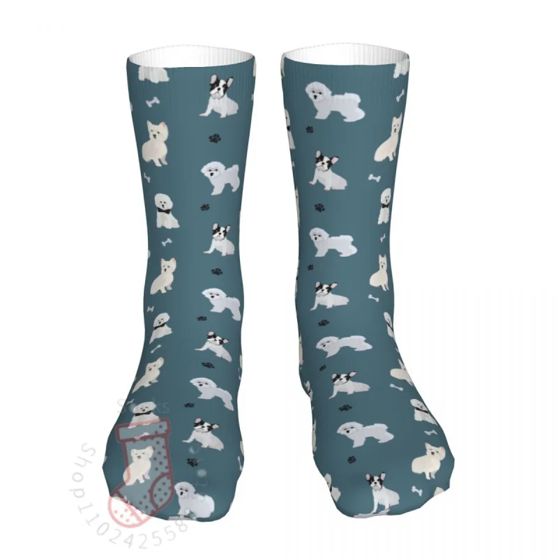 

Fren Bulldog Maltese West Highland Terrier Bone Socks Men Women Funny Happy Dog Socks All Year Long Socks Gifts