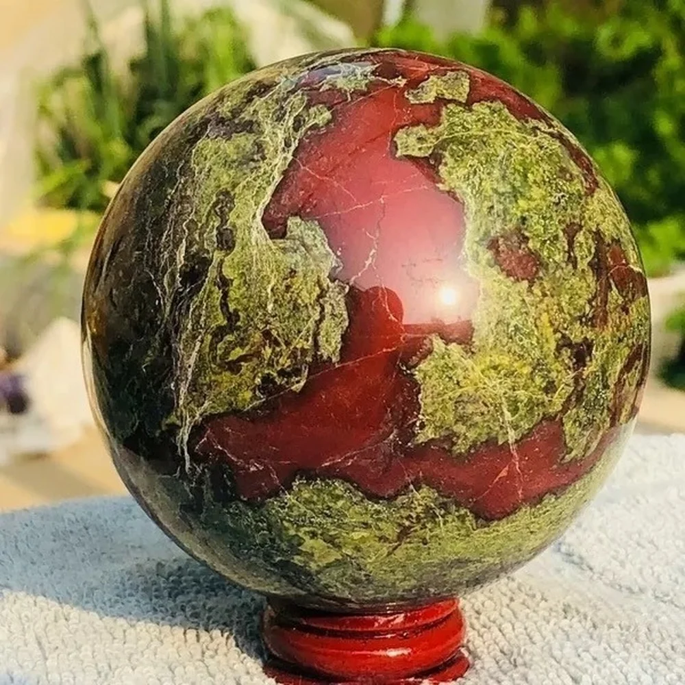 

Natural Dragon Blood Quartz Stone Crystal Sphere Ball Healing
