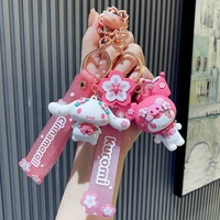 bandai cute cartoon holley kitty cherry blossom drop glue key chain fashion car keychain pendant lovely bag keyring gift woman