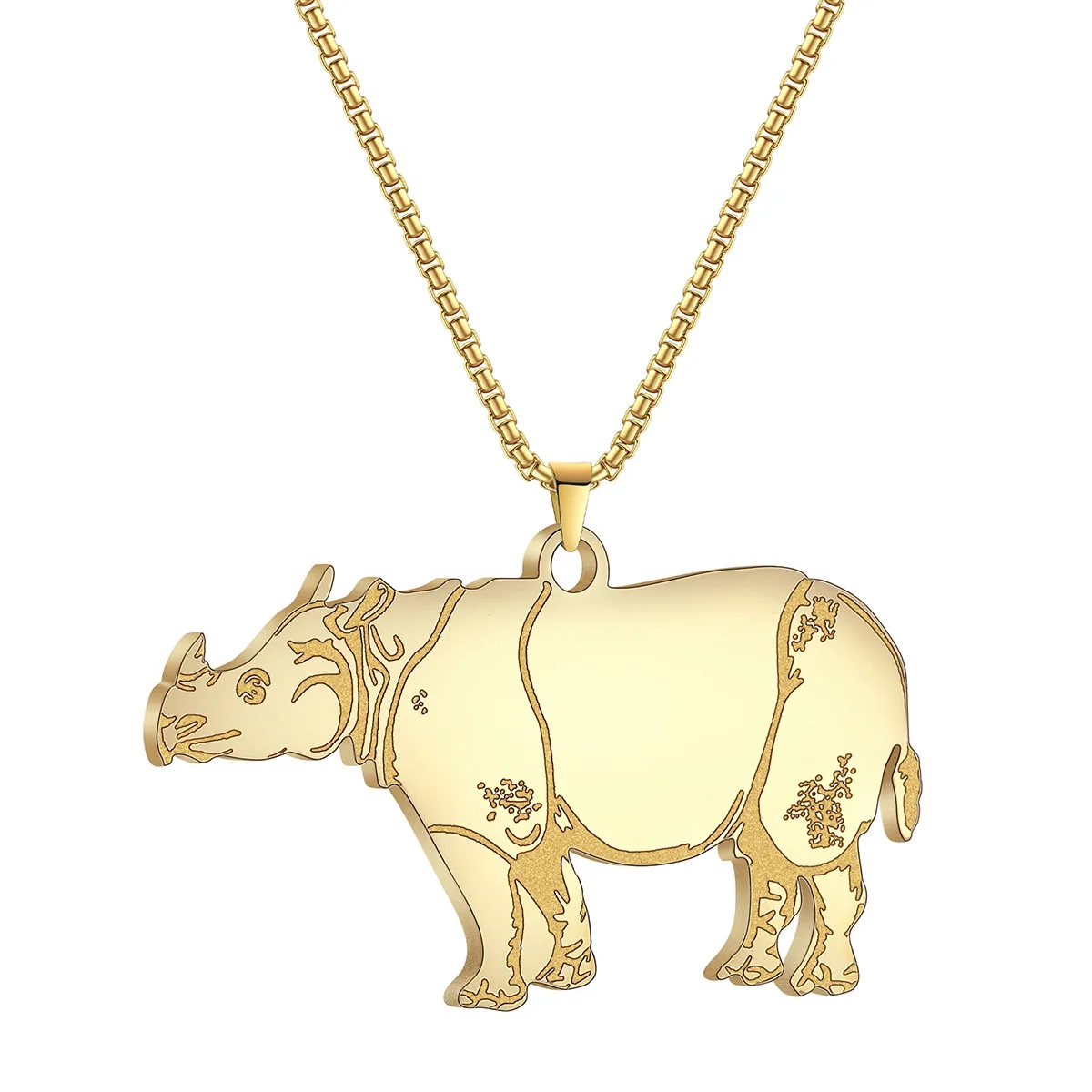 Ожерелье из нержавеющей стали с диким носорогом и животным для женщин мужчин
