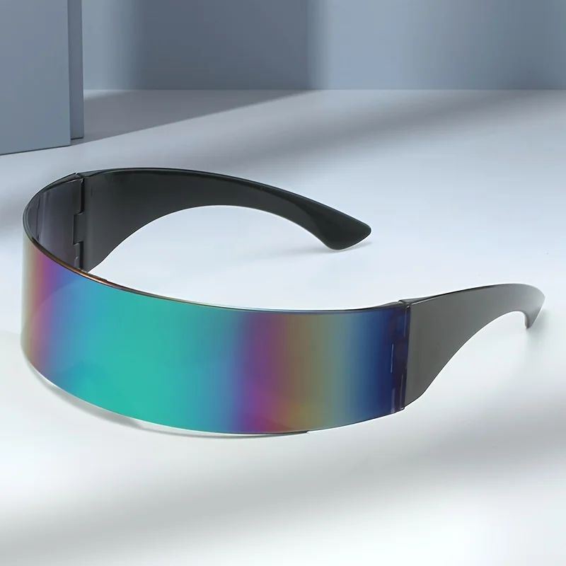 

A Pair Of Fashion Glasses Y2k Party Science And Technology Feeling Funny Rectangular Cool Integrated Sunglasses
