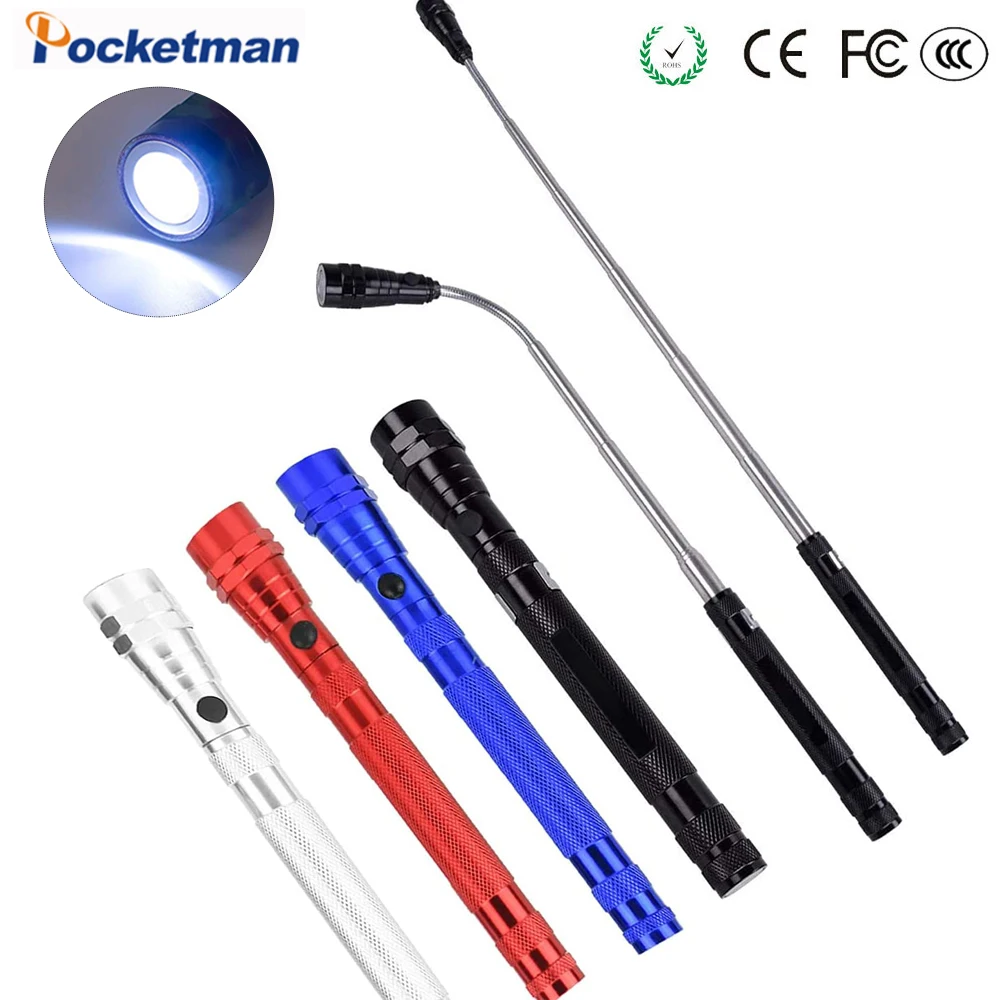 

LED Flashlight Flexible Head 3 LED Flashlights Emergency Light Telescopic Torch with Magnet Pick Up Tool Lamp Light