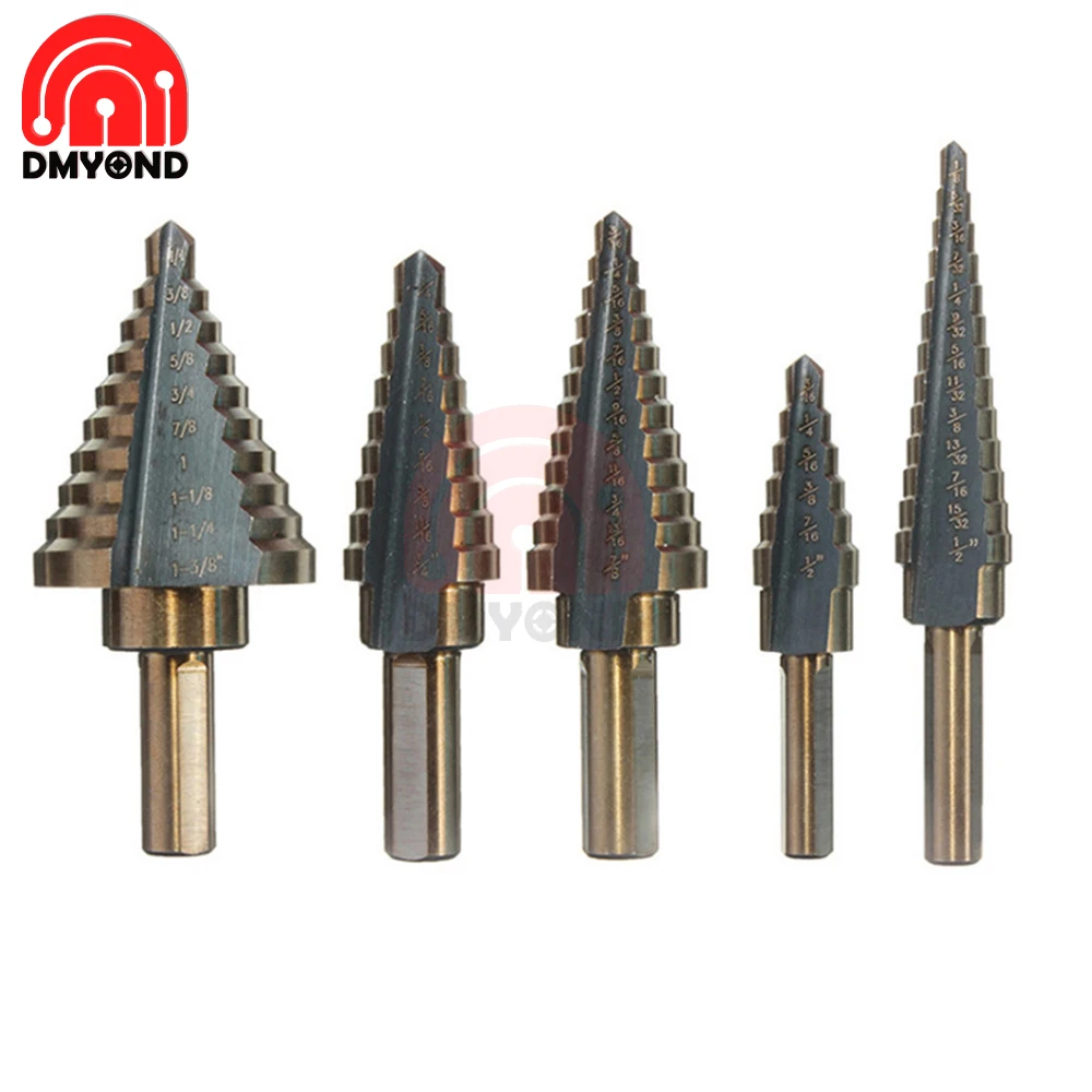 

5PCS Step Drill Bit Set HSS Cobalt Multiple Hole With Aluminum Case Metal Drilling Tool for Wood Step Cone Drill