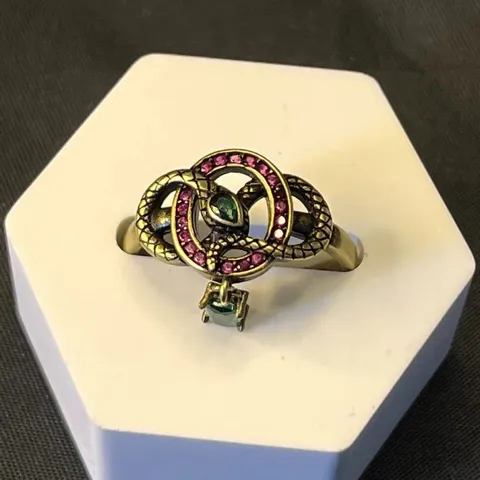 Vintage Creative Charm Set with Zircon Snake-shaped Opening Ring for Women Exquisite Luxury Fashion Party Gift Accessories