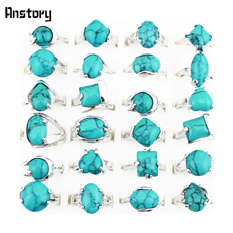 Модные украшения оптовая продажа лот 10 шт. Посеребренная смешанный Дизайн камень