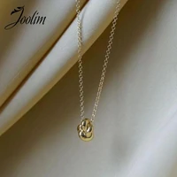 joolim jewelry wholesale waterproof tarnish free knotted forever together pendant necklace stainless steel gold jewelry