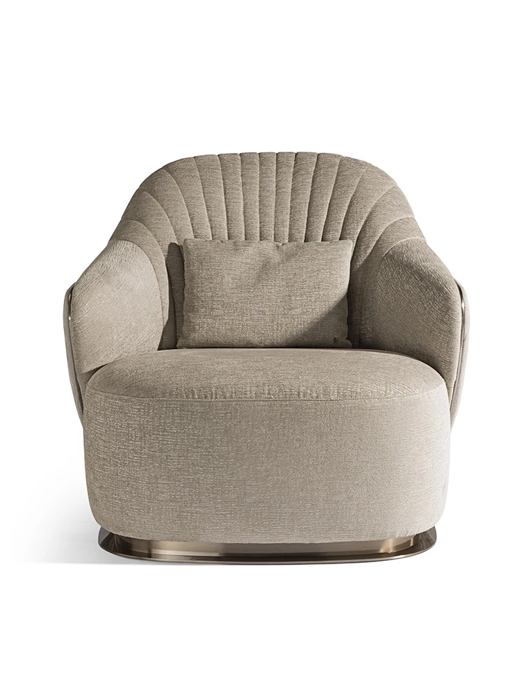 

Italian light luxury leather sofa chair, post-modern large family villa leisure chair