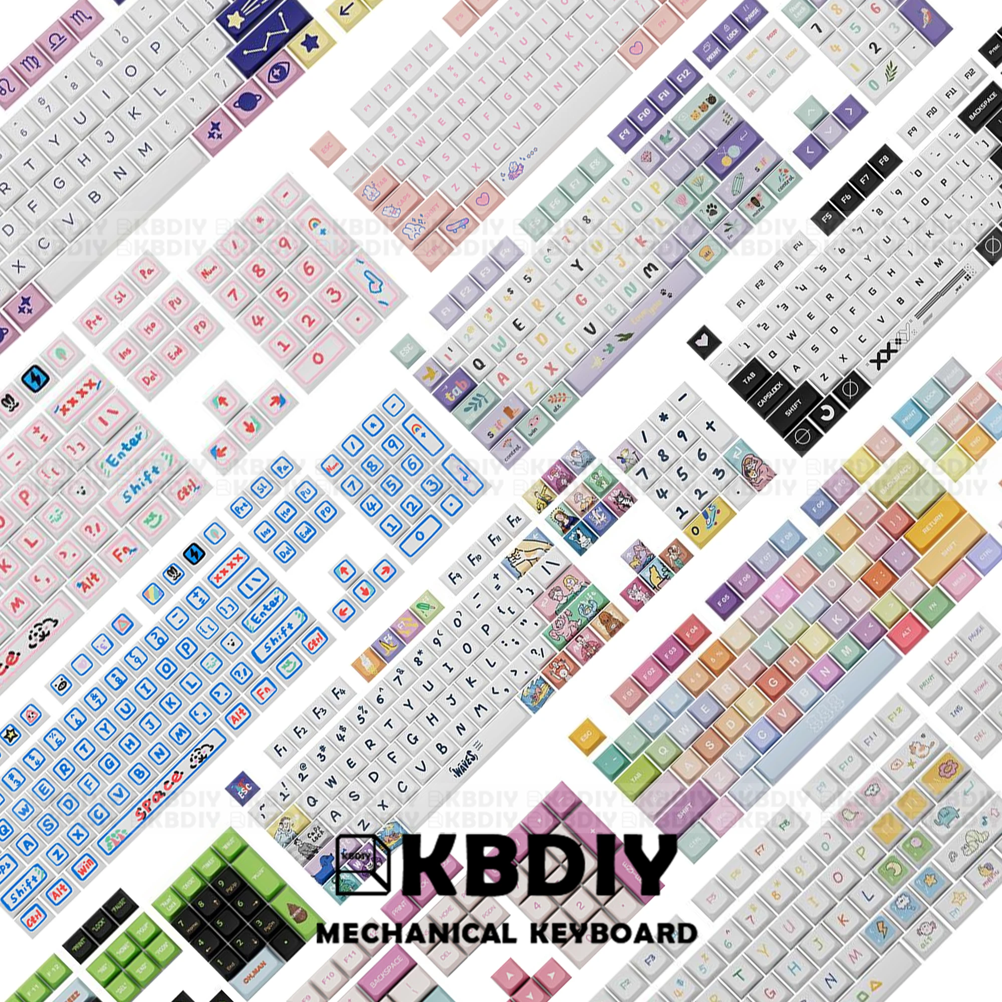 

KBDiy XDA профиль PBT Keycaps Милая аниме мультфильм PrintStream Gummy bear граффити розовый Кот MX пользовательская механическая клавиатура Keycap