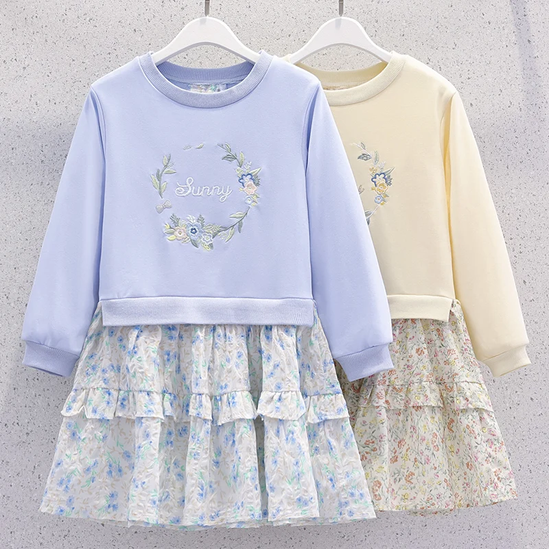 

Print Dresses for Girls Clothes for Teenagers Floral Dress Spring Autumn Costume Children Clothing Vestidos 6 7 8 9 10 12 Years