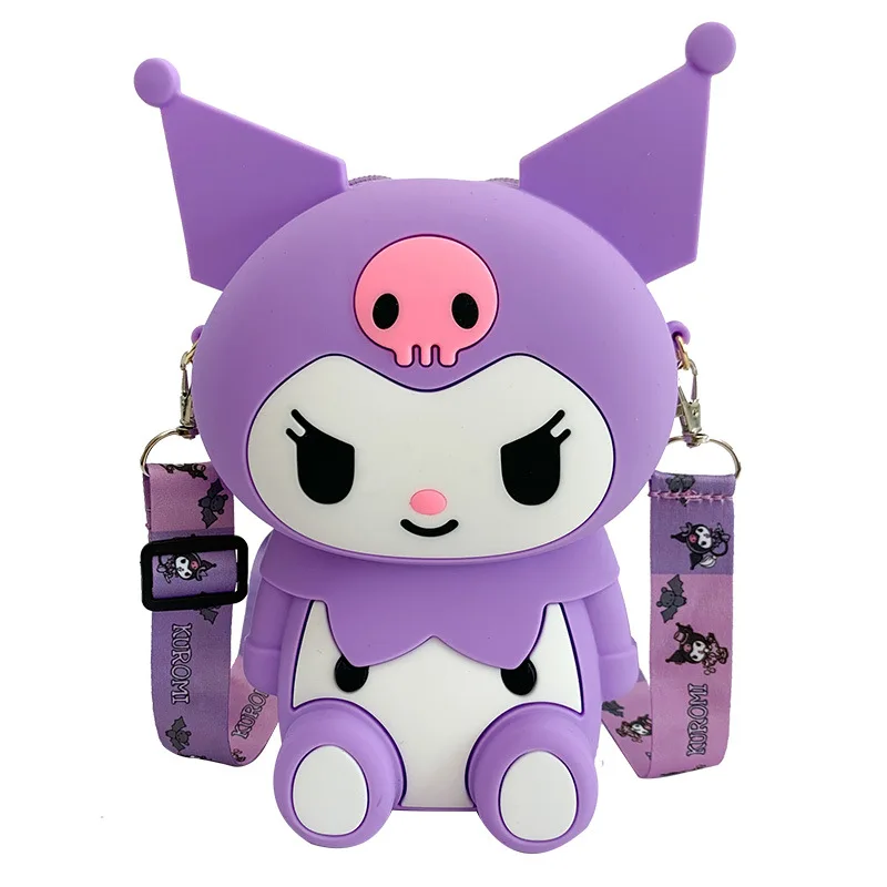 

Kuromi Kawaii Messenger Bag Little Girl Princess Cartoon Shoulder Bag Backpack Mobile Phone Bag Silica Gel Storage Bag Gift