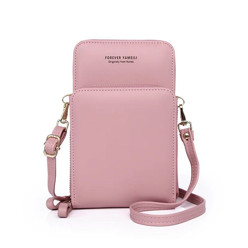 

Women Solid Color Soft Leather Shoulder Bag Multi-function Zipper Messenger Female Purse Korean Version Single Diagonal Wallet